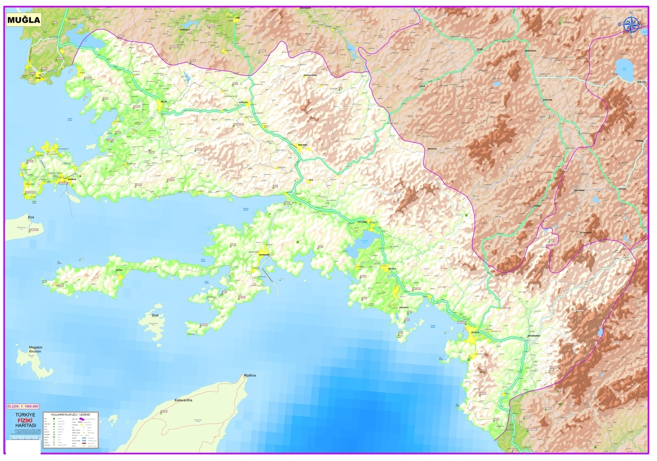 Muğla Fiziki Haritası